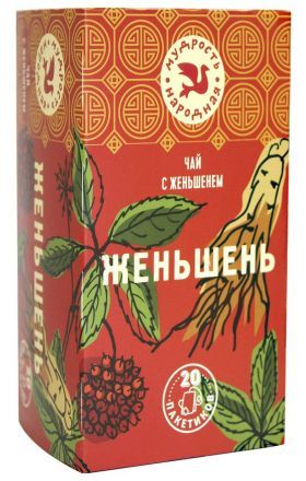 Чай черный байховый мелкий с женьшенем, пакетированный Мудрость народная (30 г)