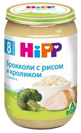 Пюре Hipp брокколи с рисом и кроликом с 8 мес. (220 г)